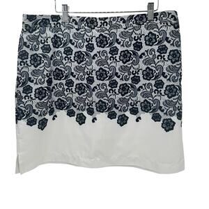 Cracked Wheat Skort Womens 14 White Navy Blue Floral Pull On Activewear